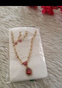 Elegant Ruby &amp; Diamond Necklace Set