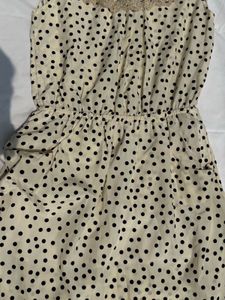 Polka Dot Dress with Lace Neckline