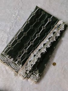 Embroidered Net Dark green dupatta