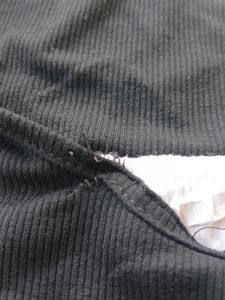 Black Crop Top with Ribbon Detail