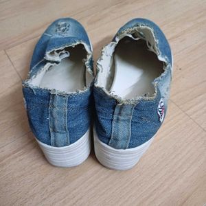 Korean Platform Distressed Denim shoes for ladies