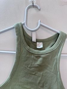 Sage Green Ribbed Racerback Tank Top