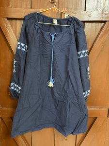 Blue Embroidered Tunic dress