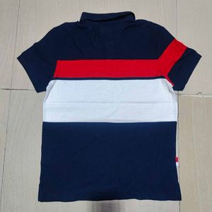 hazzys Men's Navy Blue Striped Polo T-Shirt