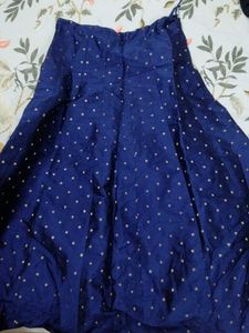 Elegant Blue Skirt with Gold Dots