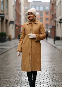 Brown suede..inside Faux Fur Trim Coat