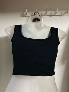 Black Square Neck Crop Top