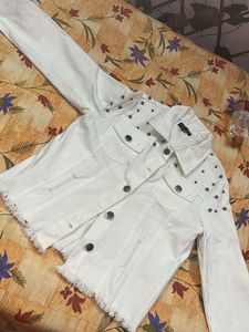 White Studded Denim Jacket