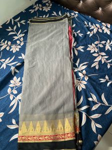 grey cotton saree with blouse