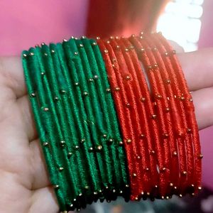 ♥️💚Silk Thread Bangles - Red &amp; Green