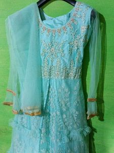 Light Blue Embroidered Anarkali
