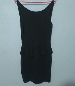Solid Black Peplum Dress