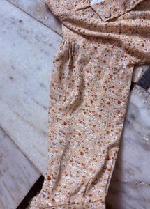 Floral Wrap-Style Layered Top – Beige Elegance