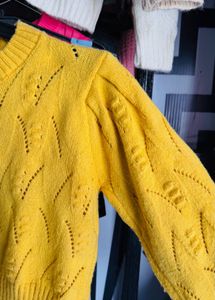 Yellow Knit Pullover Sweater