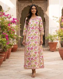 beautiful floral pure cotton kurta