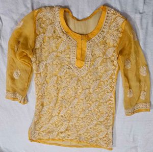 Yellow Lucknowi Chikan Kurta