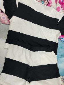 Striped Casual Top &amp; Shorts Set