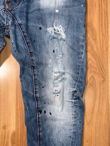Japanese Brand Distressed Paint Splatter Jeans