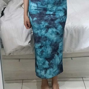 Blue Tie-Dye Bodycon Maxi Dress