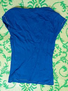 Blue 💙💙 Colour T Shirt With Small Embroidery