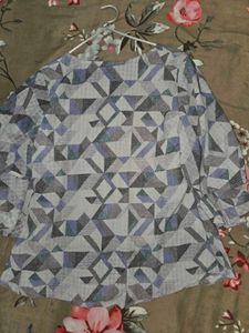 Geometric Print Bell Sleeve Top