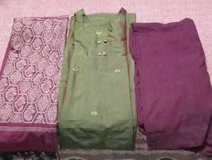 Olive Green 3 Piece  Salwar Suit