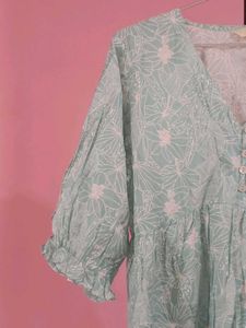 Light Blue Floral Print Tunic Top