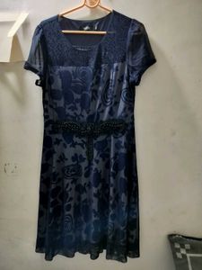Elegant Navy Blue Floral Dress