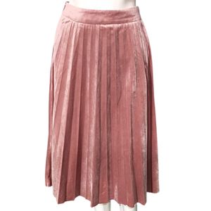 Elegant Pink Pleated Midi Skirt