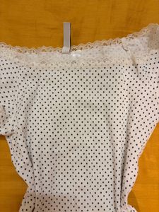 White Polka Dot Off-Shoulder Top