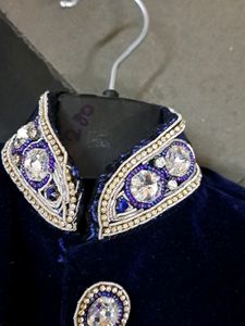 Blue Velcet Sherwani For Boys