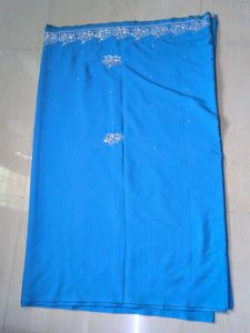 Beautiful Blue Saree with Silver Embellishments