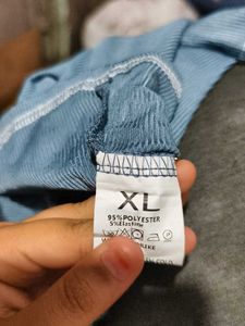 Blue Ribbed Cropped Tee