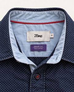 Men's Blue Dotted Casual Shirt