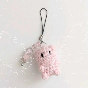 Cute White Bear Charm Keychain