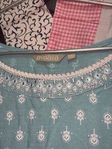 Designer Teal Printed Kurta