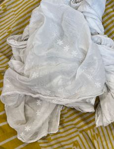 White Embroidered Dupatta hakoba