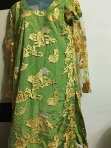 Green &amp; Gold Embroidered Dress