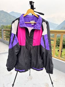 80s Vintage Color Block Windbreaker Jacket