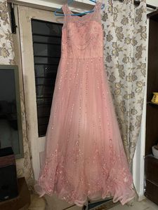 Stunning Embellished Peach Ethnic Gown