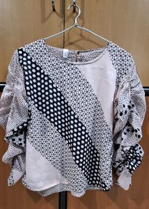 The "Artistic Chic" Mixed-Print Blouse