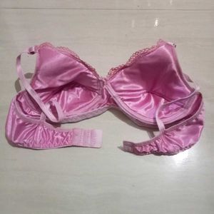 Elegant Pink Lace Trim Bra