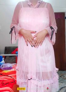 Sheer Pink Ruffle Dress
