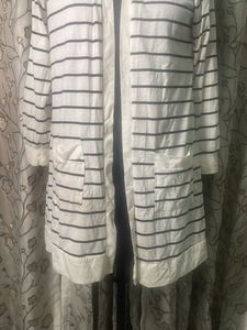 Striped Open Front Cardigan