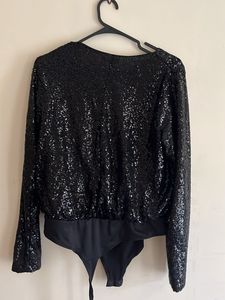 H&amp;M Sparkly Black Sequin Bodysuit