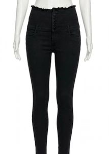 Black Frayed Hem Skinny Jeans