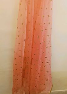 Peach Dupatta with Gold Embellishments