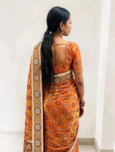 Elegant Orange Floral Saree