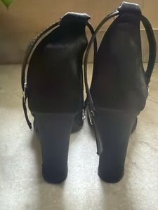 Chic Black Block Heel Sandals size 38