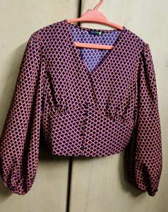 Trendy Geometric Print Crop Top